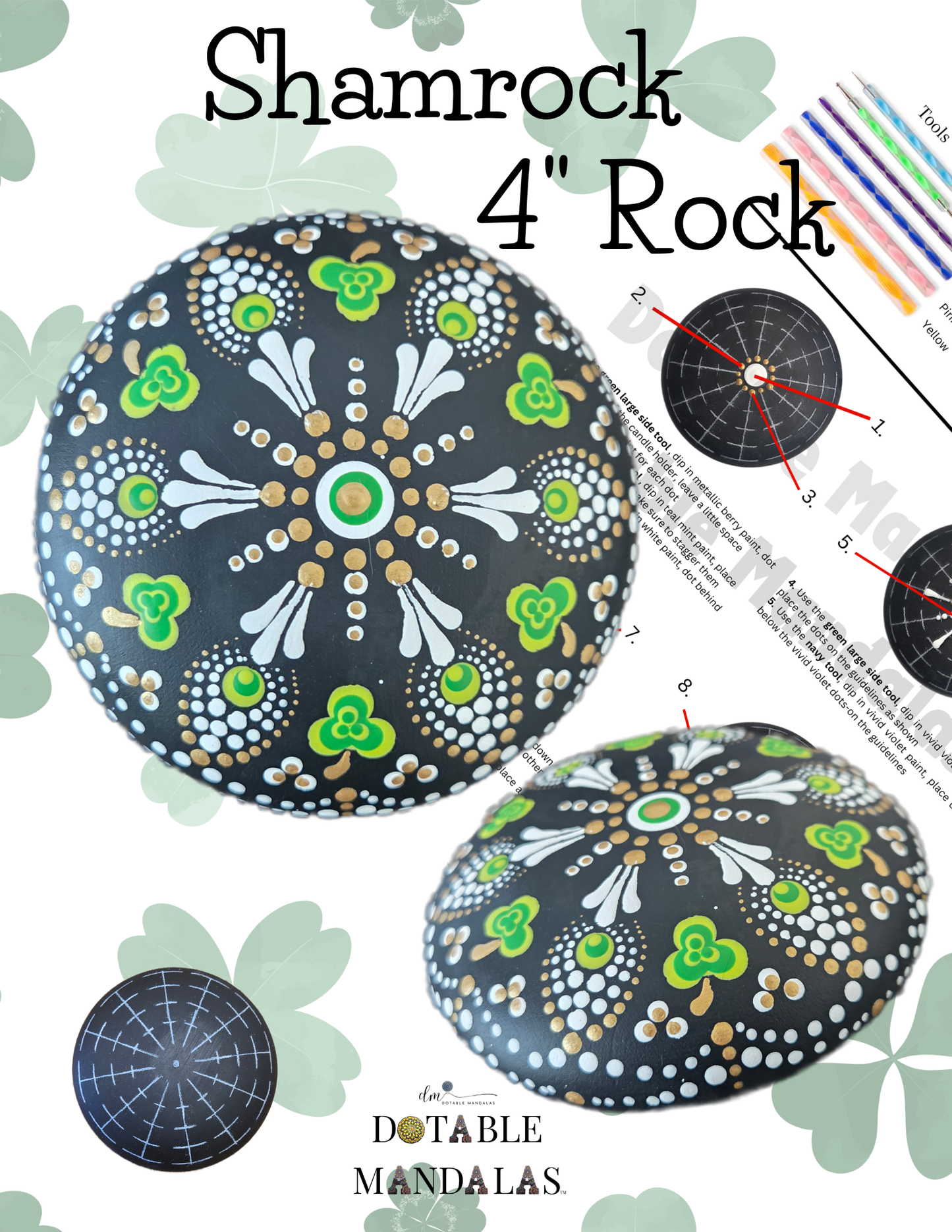 Shamrock 4" Rock Dot-Painting Pattern Kit