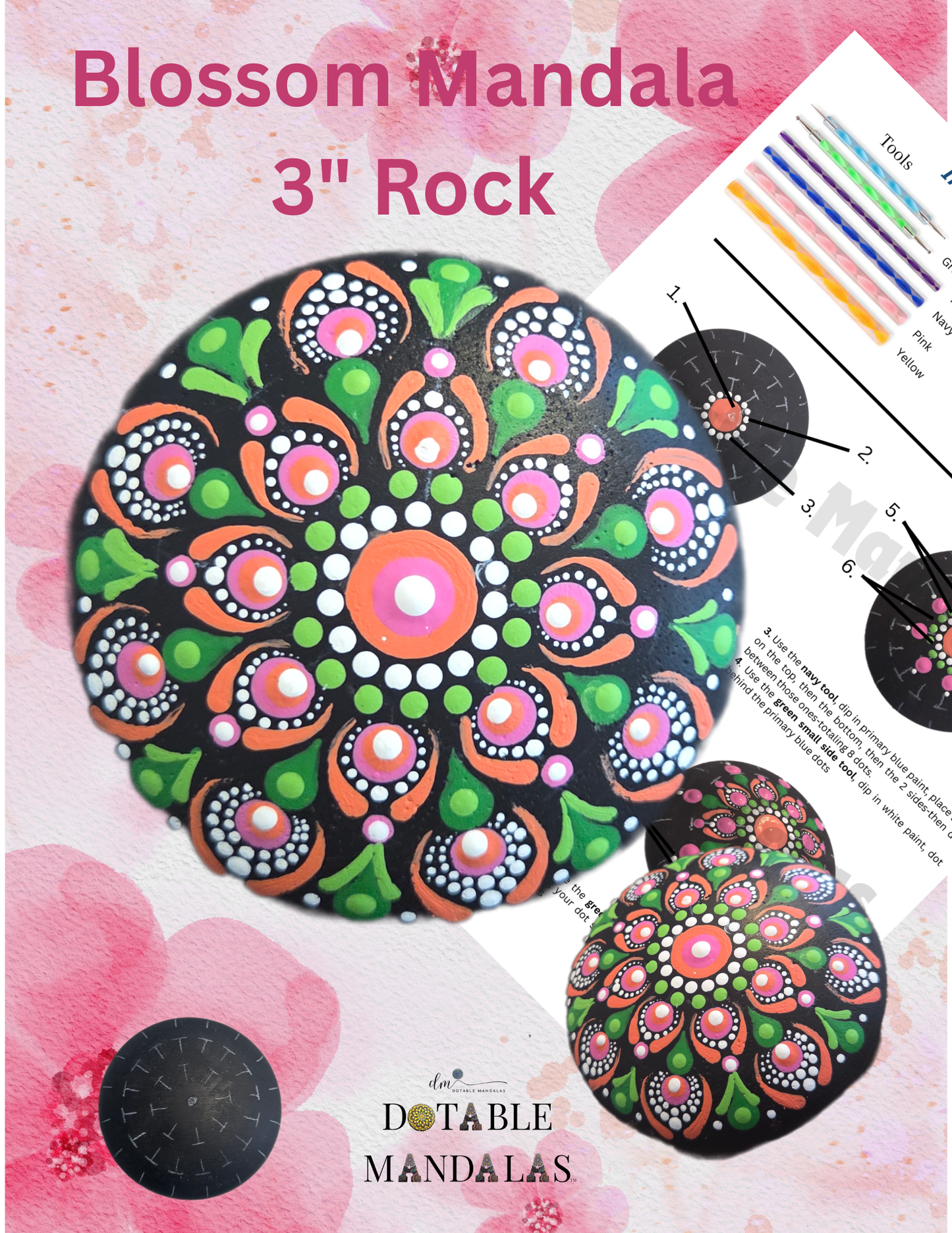 Wildflower Mandala – 3" Rock Dot-Painting Kit