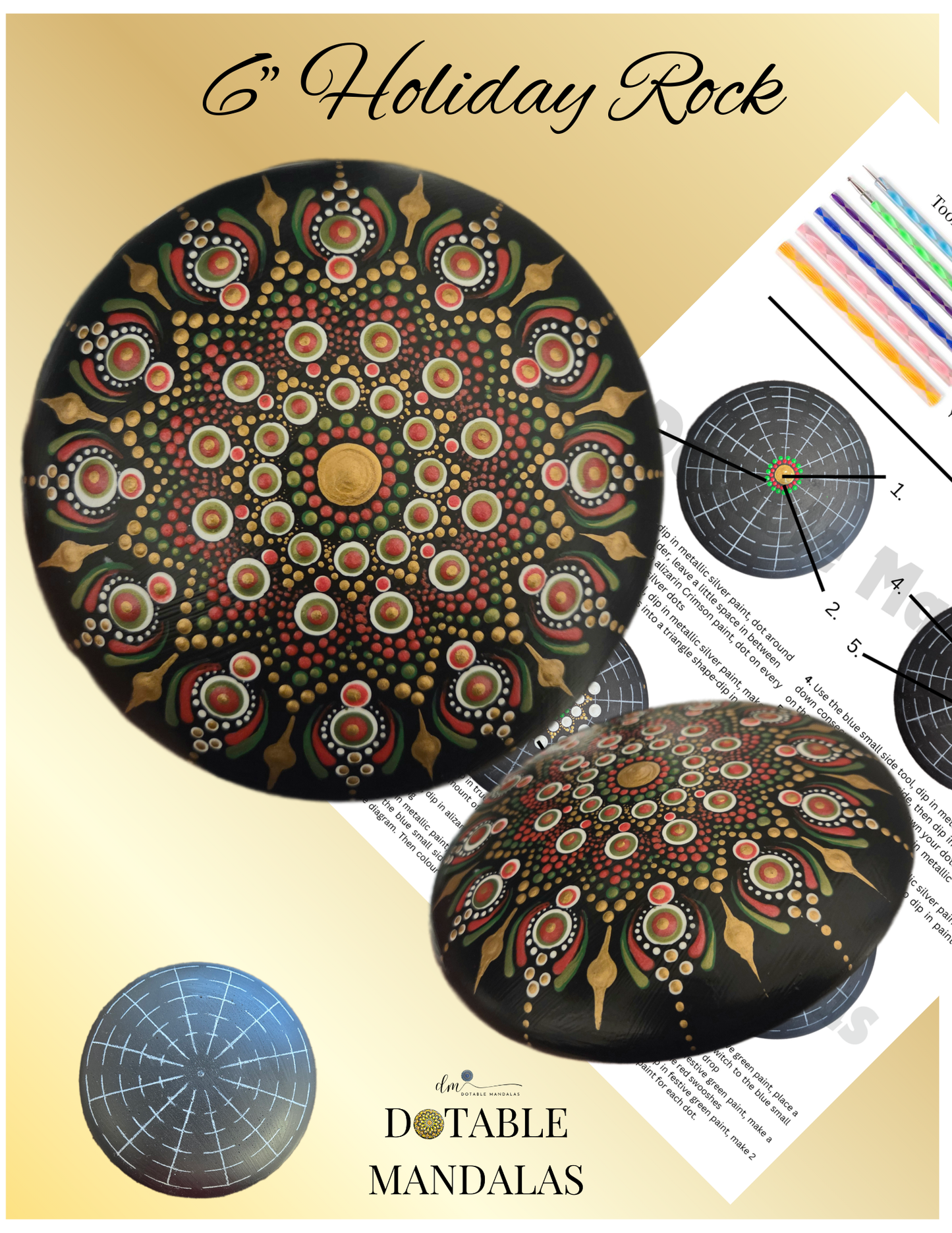 6" Holiday Rock Dot-Painting Kit