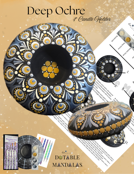 Deep Ochre 4" Candle Holder Dot-Painting Pattern Kit