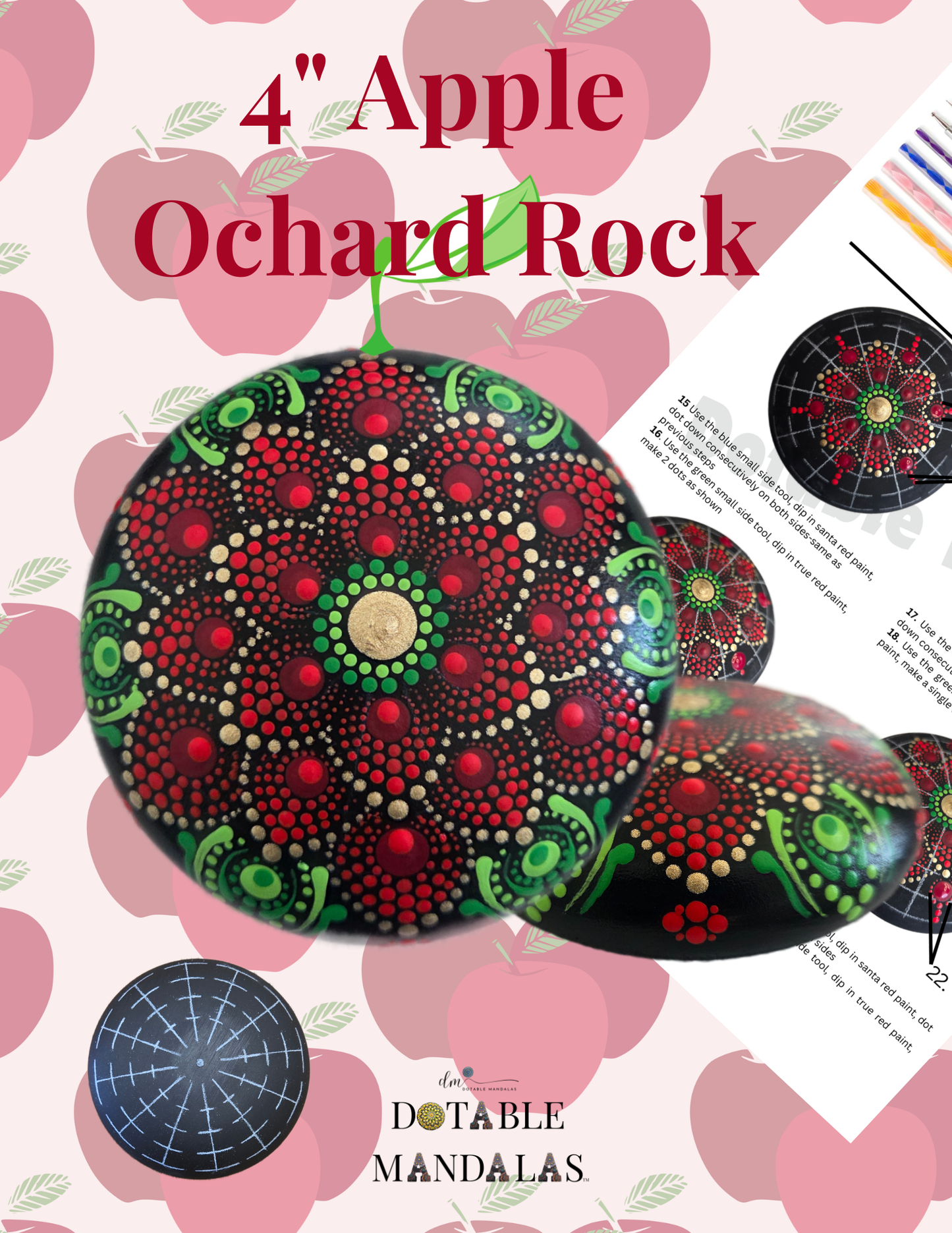 Apple Orchard 4" Rock Dot-Painting Pattern Kit