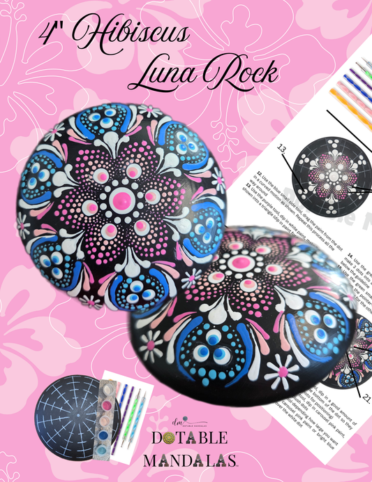 Hibiscus Luna 4" Rock Dot-Painting Pattern Kit