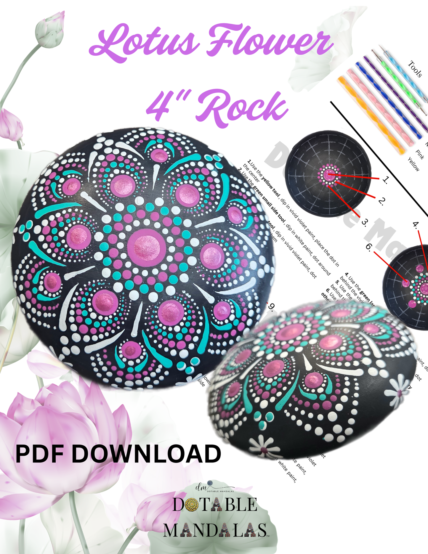 Lotus Flower 4" Rock Pattern Kit (Download Version)