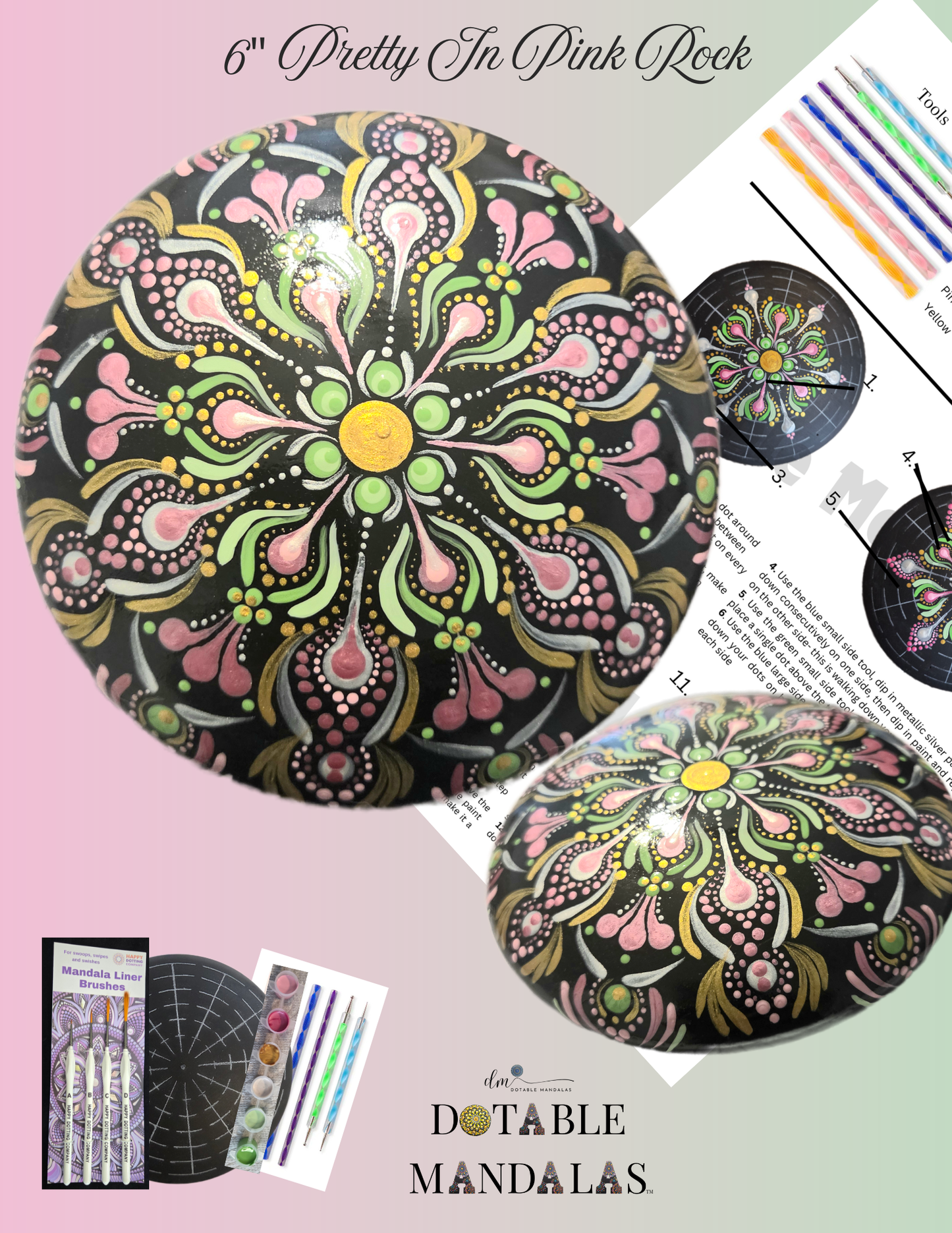 Pretty In Pink 6" Rock Dot-Painting Pattern Kit