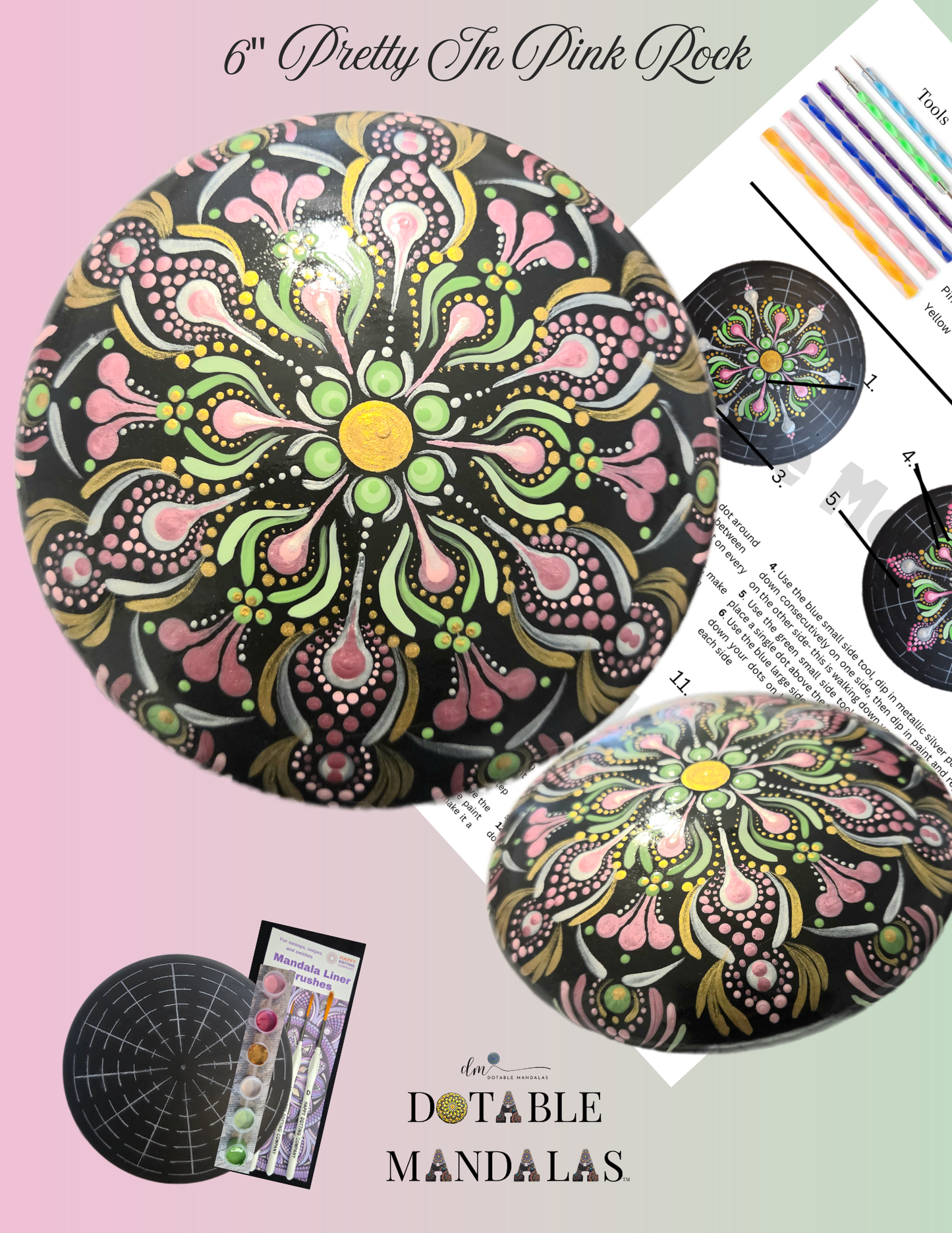 Pretty In Pink 6" Rock Dot-Painting Pattern Kit