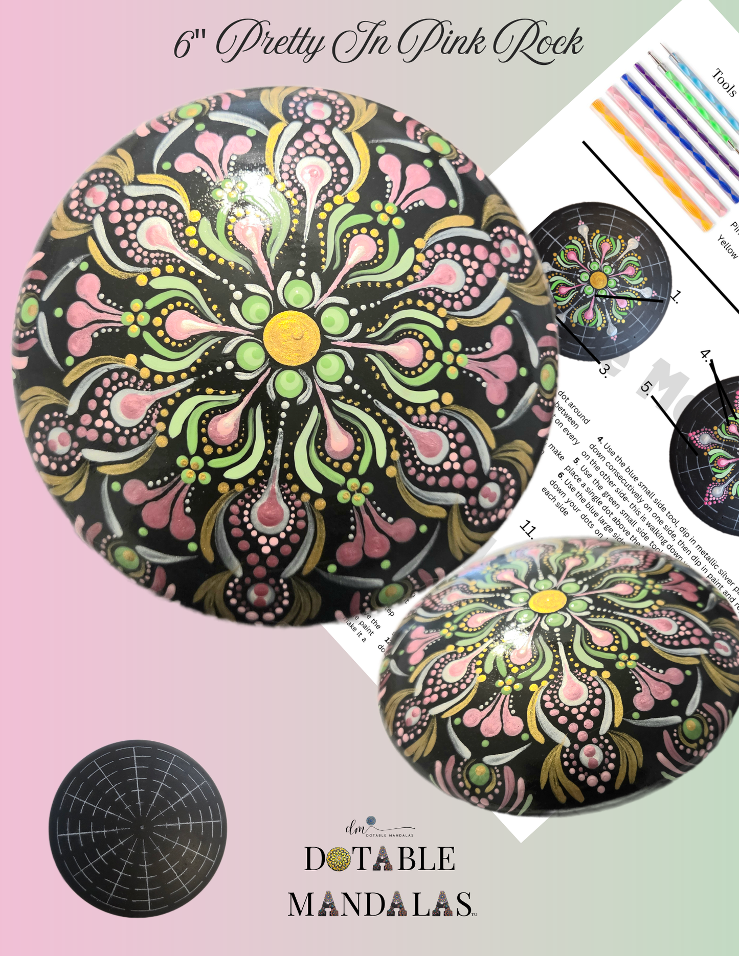 Pretty In Pink 6" Rock Dot-Painting Pattern Kit