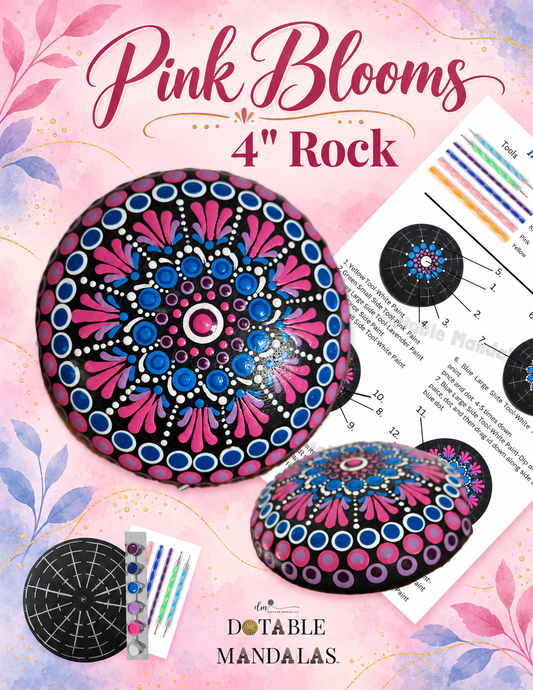 Pink Bloom 4" Rock Dot-Painting Pattern Kit