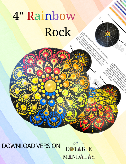 Rainbow 4" Rock Dot-Painting Pattern -PDF Download
