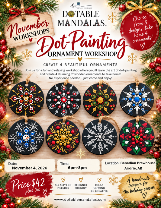 Airdrie-Holiday Wooden Ornament Dot-Painting Workshop