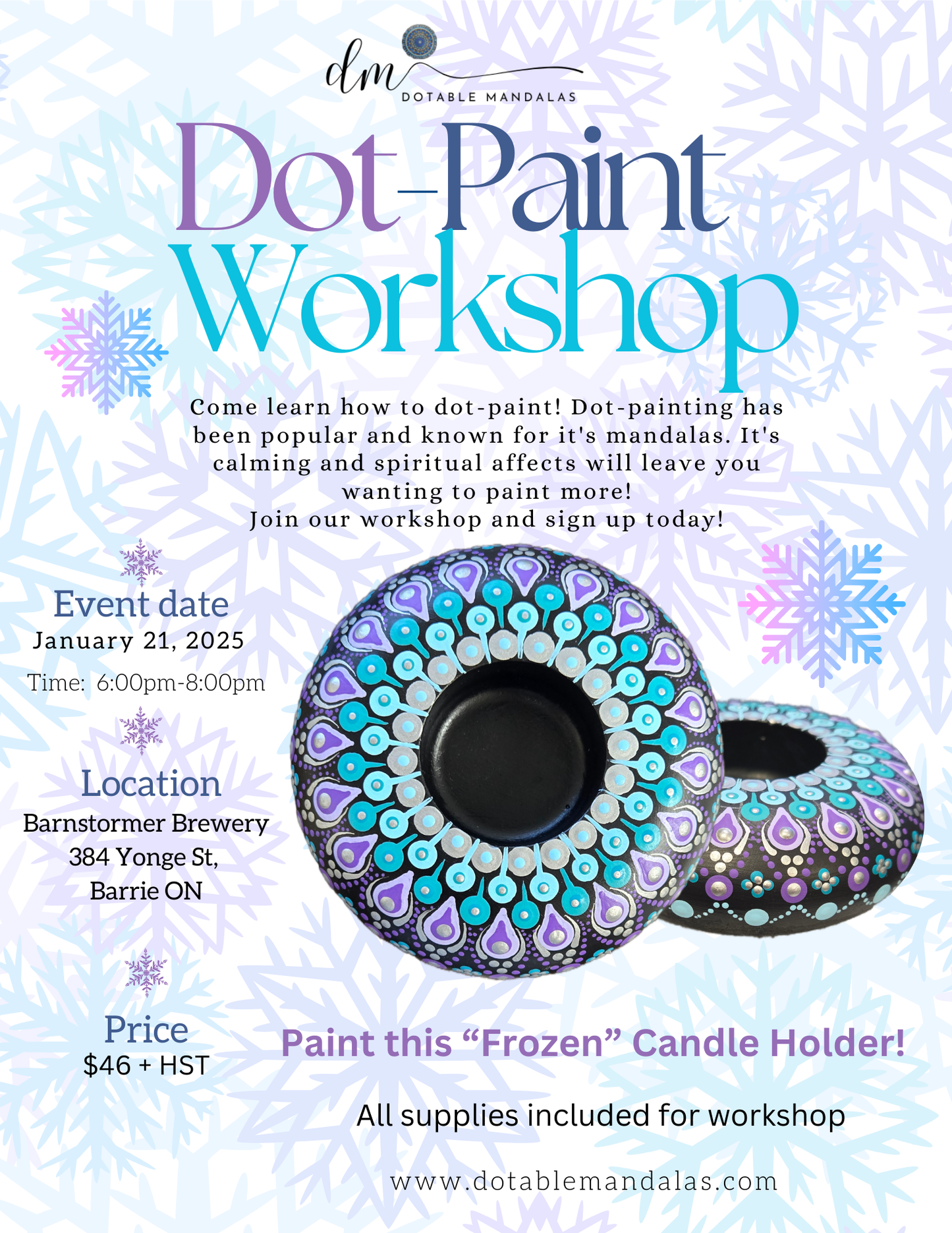 Barrie- 4" Frozen Theme Candle Holder Dot-Paint Night