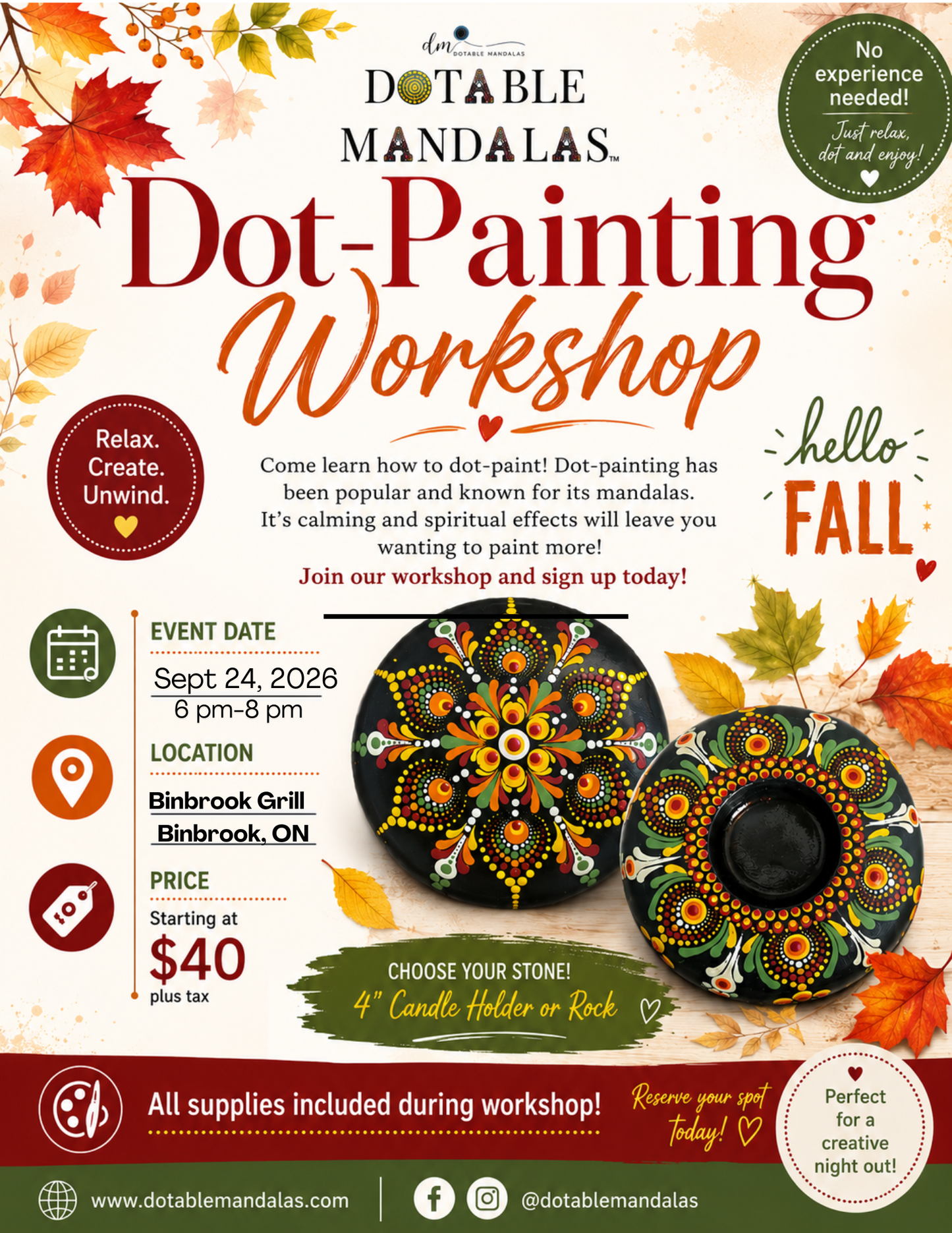 Binbrook-Autumn Radiance Dot-Painting Workshop