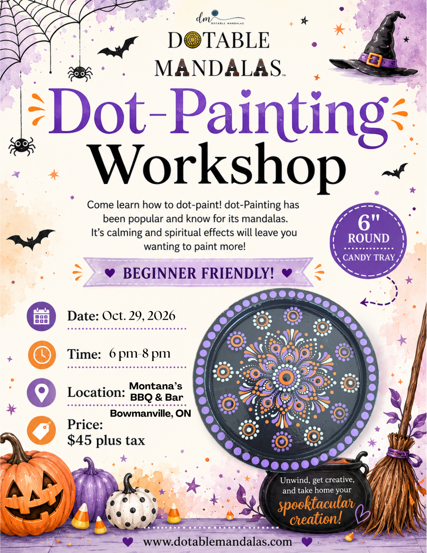 Bowmanville-Candy Tray Dot-Painted Mandala Workshop