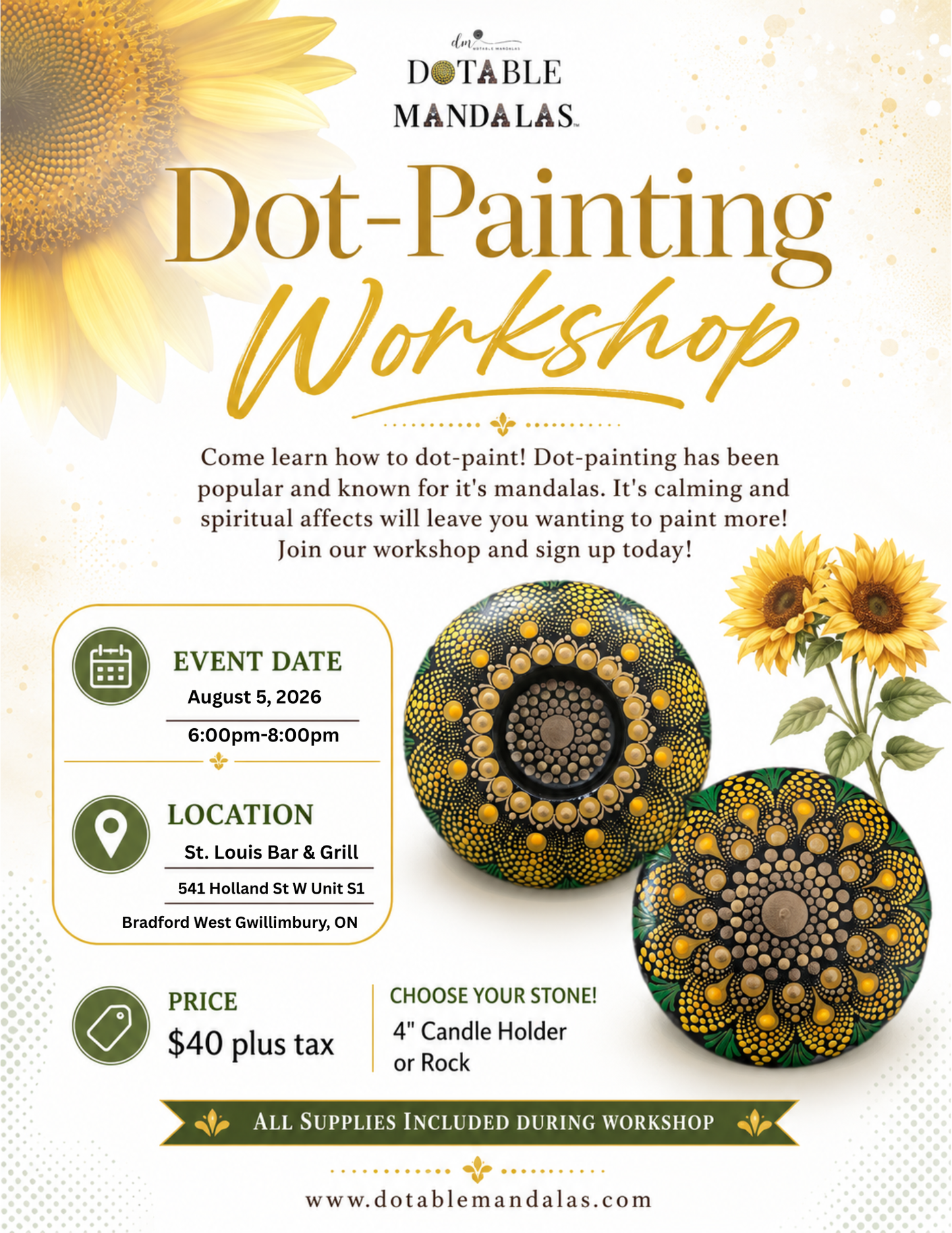 Bradford-Sunflower Theme Dot-Painting Workshop