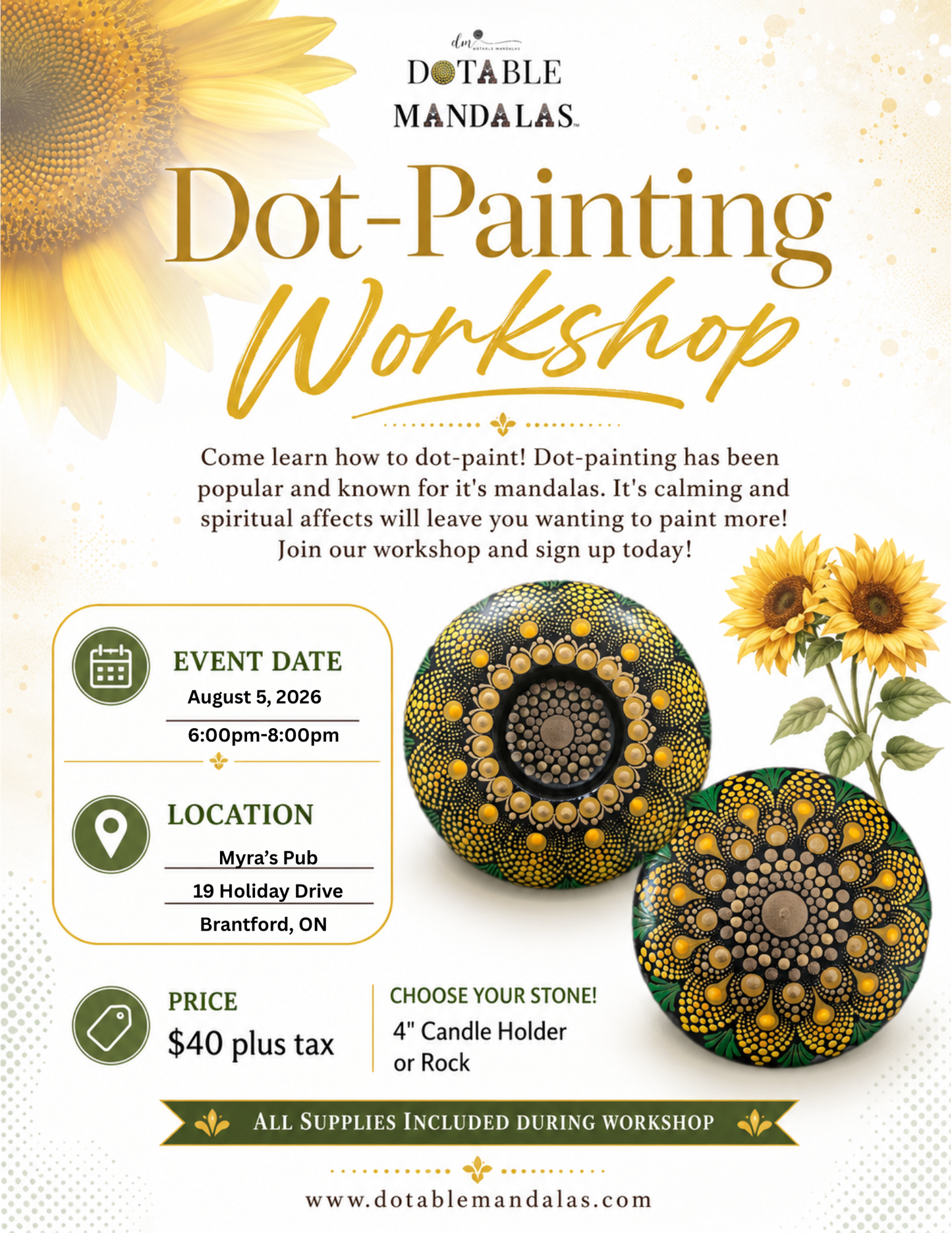 Brantford-Sunflower Theme Dot-Painting Workshop