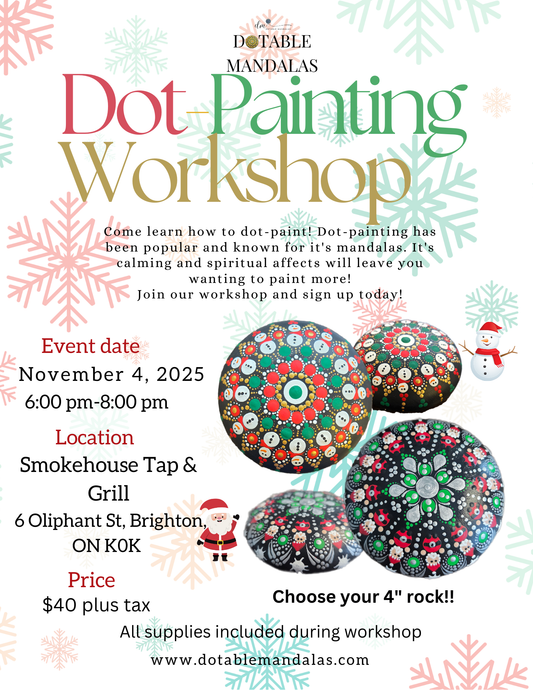 Brighton-Holiday Dot-Painting Workshop: Snowman or Santa 4" Rock