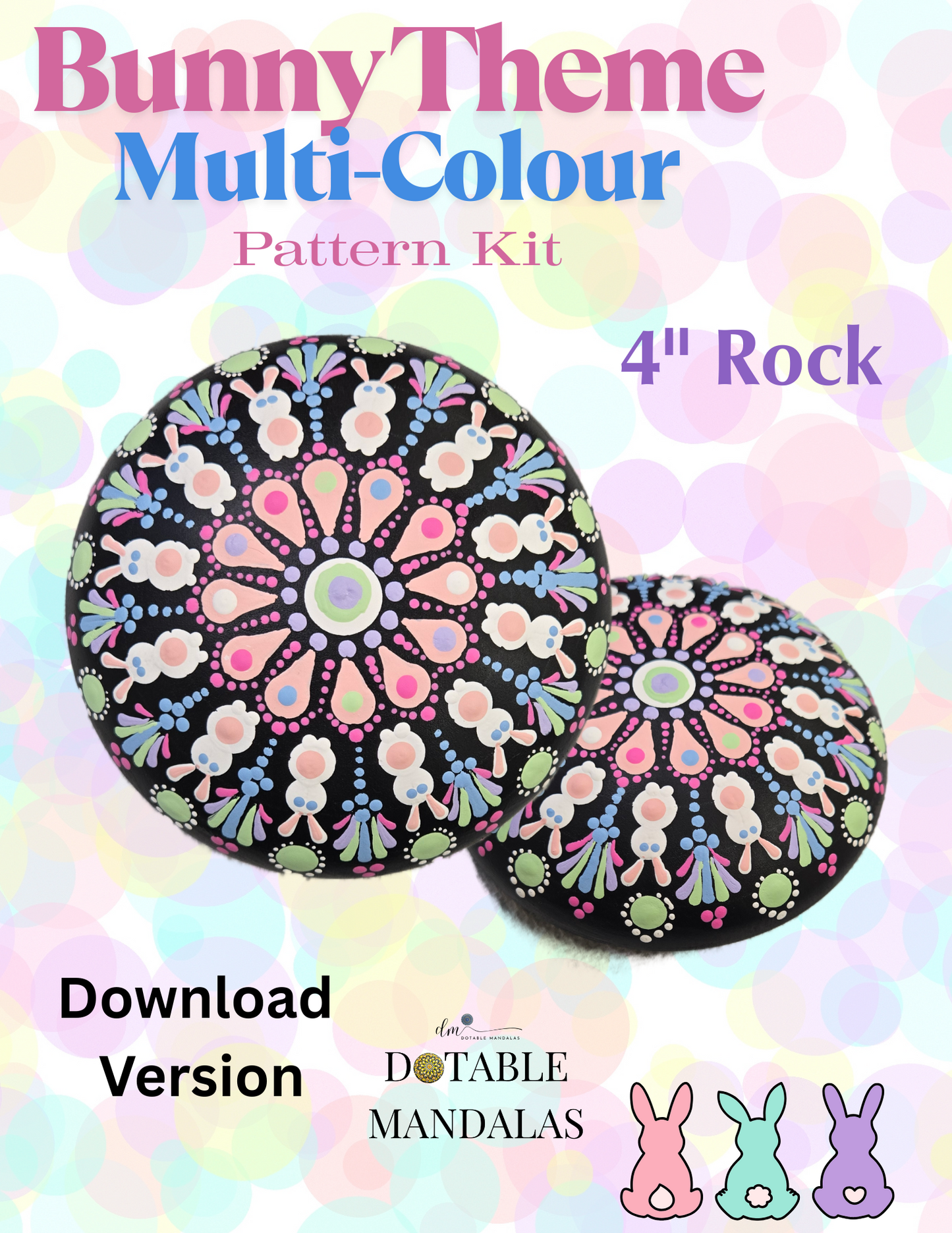 Bunny Themed Dot-Painting Pattern Kit-Download Version