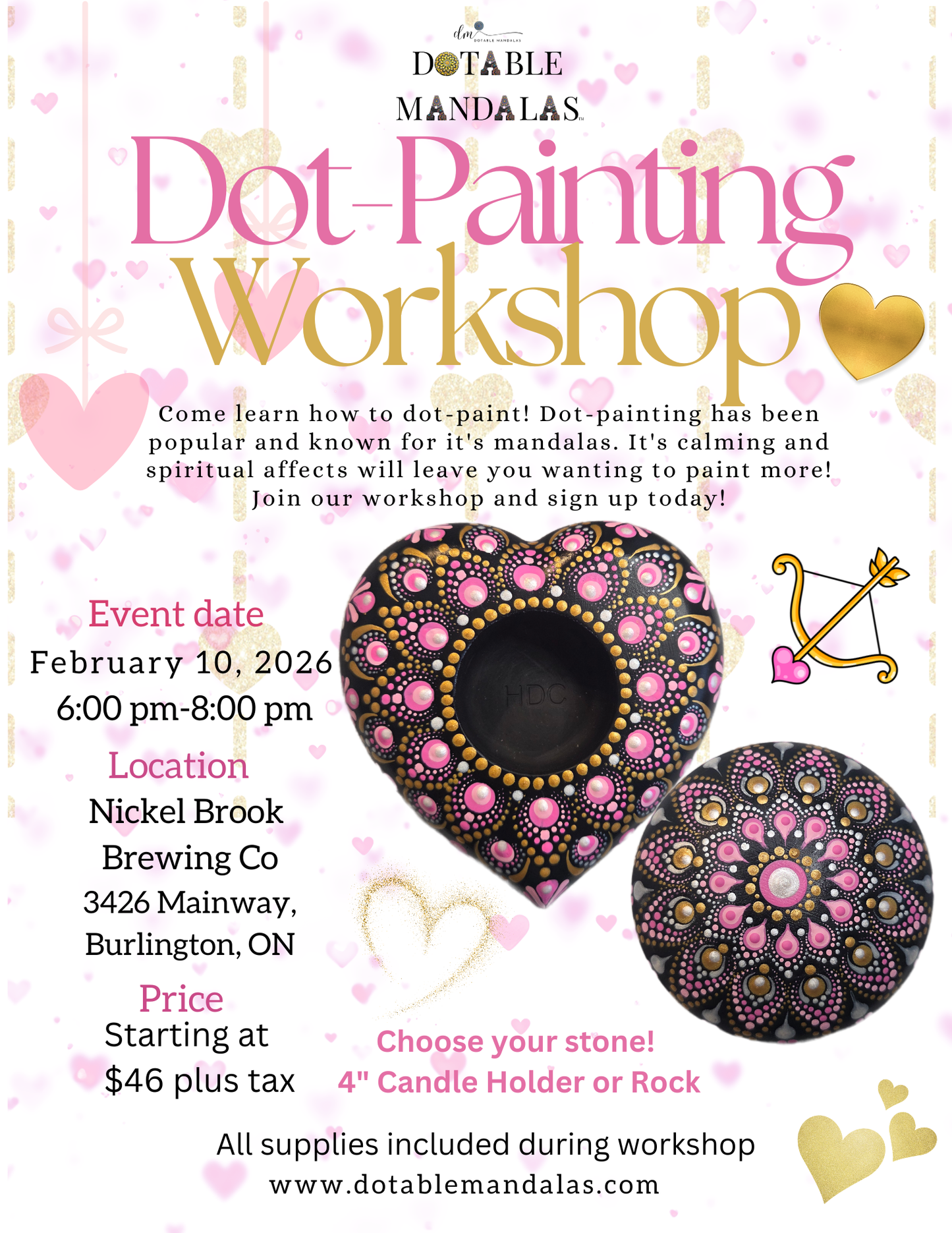 Burlington-Valentine's Themed Rock or Candle Holder Workshop