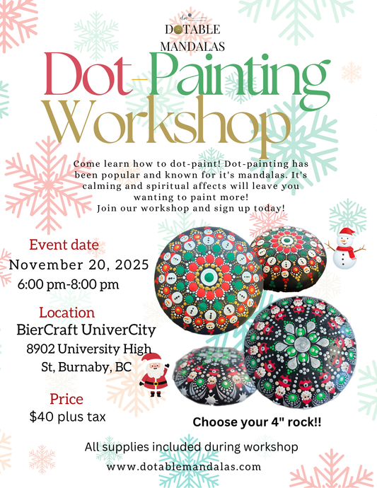 Burnaby-Holiday Dot-Painting Workshop: Snowman or Santa 4" Rock