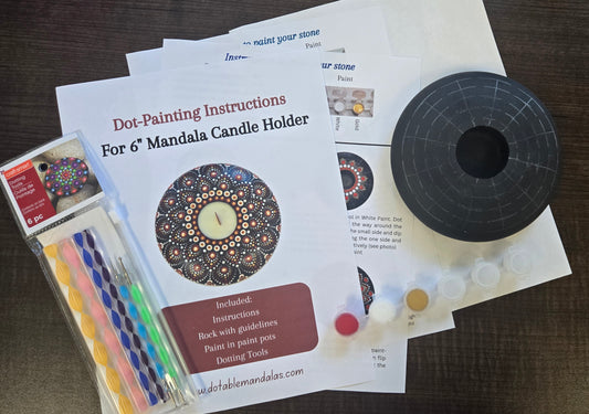 Dot-Painting Pattern Kit with 6" Candle Holder Rock with Guidelines