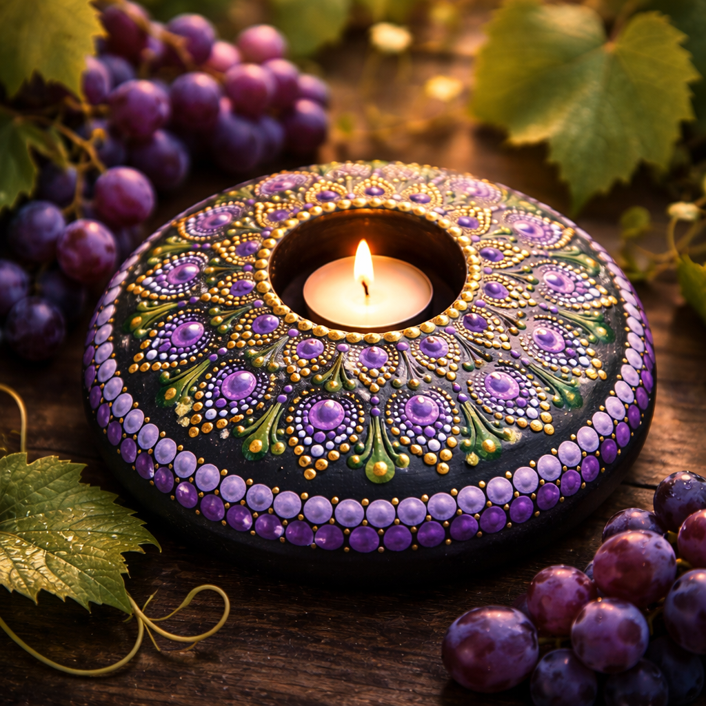 Grape Vine 6" Candle Holder – Dot-Painting Mandala Kit