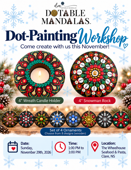 Clare-Snowman, Holiday Wreath or Ornaments Dot-Painting Workshop