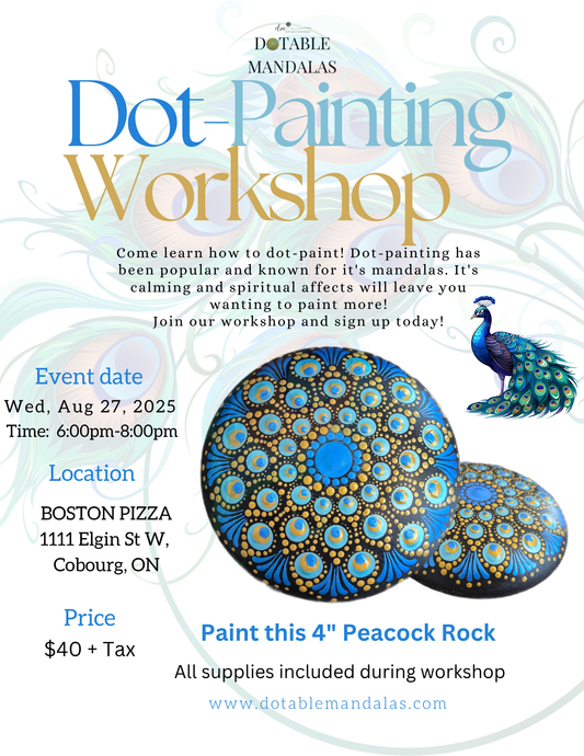 Cobourg-4" Peacock themed dot-painting workshop (New Peacock Version)