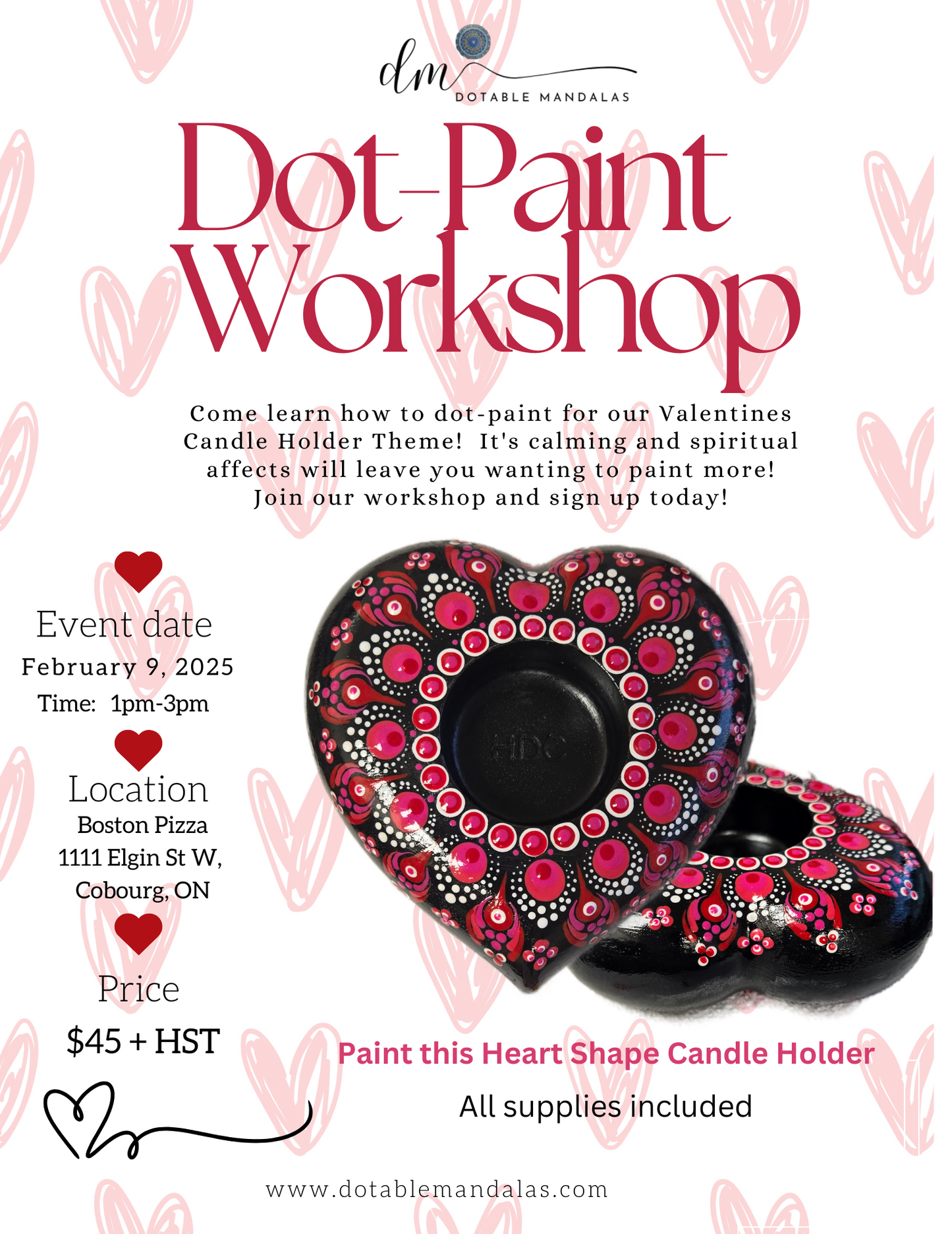 Cobourg-Valentine's Theme Candle Holder Dot-Painting Workshop