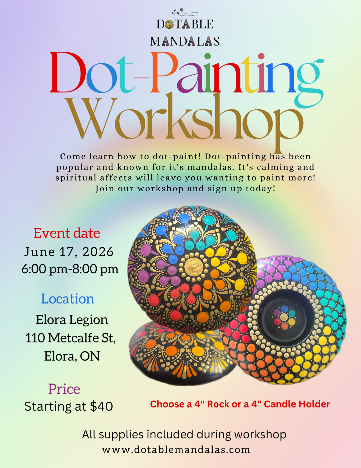 Elora-Rainbow Harmony Dot-Painting Workshop
