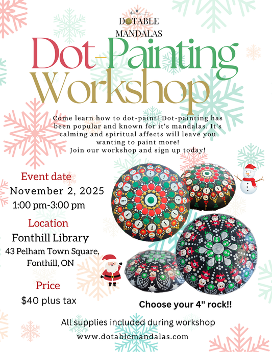 Fonthill-Holiday Dot-Painting Workshop: Snowman or Santa 4" Rock