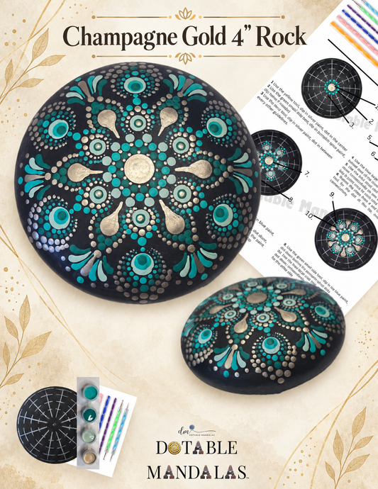 Champagne Gold 4" Rock Dot-Painting Pattern Kit