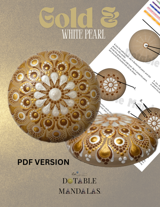 Gold & White Pearl Dot-Painting Kit — Digital Download
