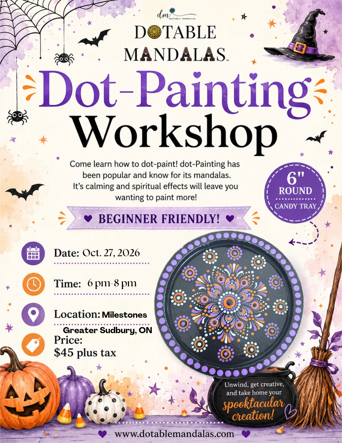 Greater Sudbury-Candy Tray Dot-Painted Mandala Workshop