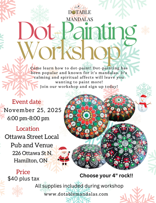 Hamilton-Holiday Dot-Painting Workshop: Snowman or Santa 4" Rock