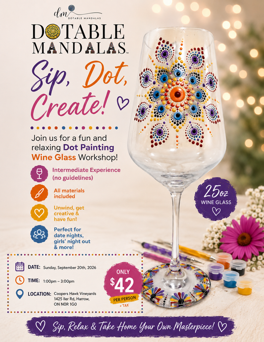 Harrow-Sip, Dot & Unwind -Wine glass Dot-Painting Workshop