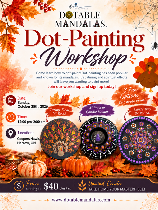 Harrow-Halloween Spider Candle Holder, Candy Tray & Turkey Rock Dot-Painting Workshop
