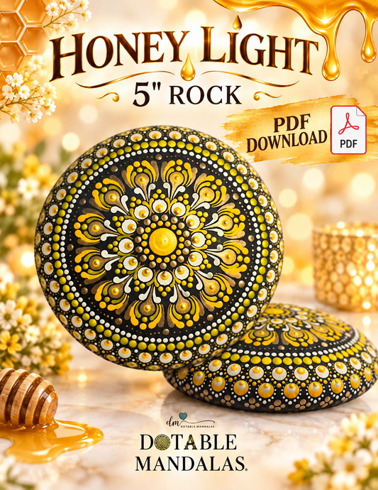 Honey Light 5" Rock Dot-Painting Pattern-PDF Download