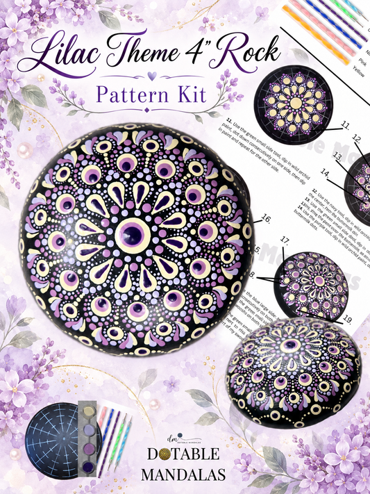 Lilac Theme 4" Rock Dot-Painting Pattern Kit