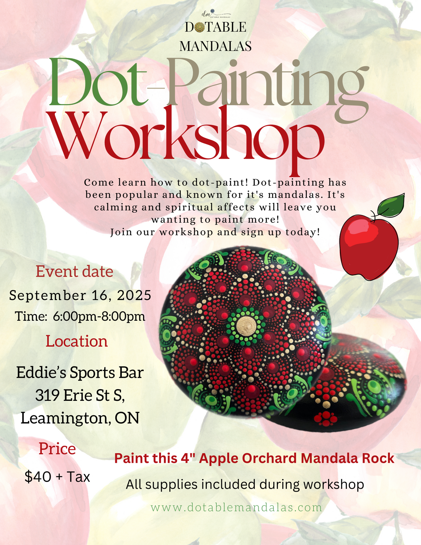 Leamington-4" Apple Orchard Rock Dot-Painting Workshop