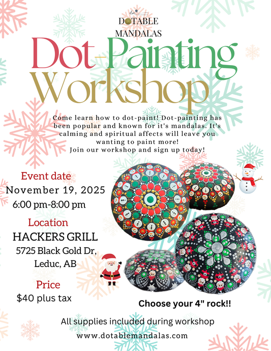 Leduc-Holiday Dot-Painting Workshop: Snowman or Santa 4" Rock