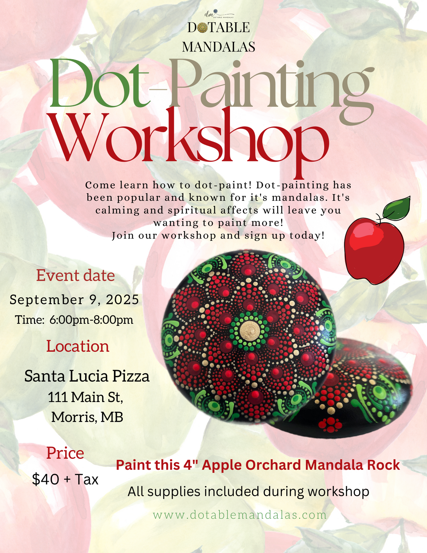 Morris-4" Apple Orchard Rock Dot-Painting Workshop