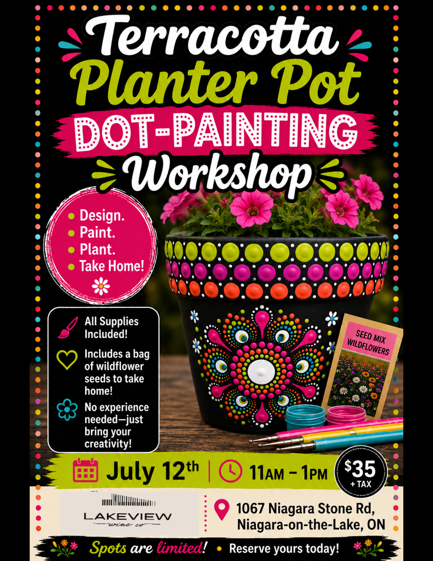 Niagara-On-The-Lake-Terracotta Planter Pot Dot-Painting Workshop