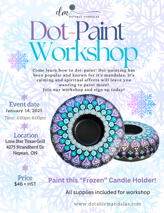 Nepean- 4" Frozen Themed Candle Holder Dot-Paint Night