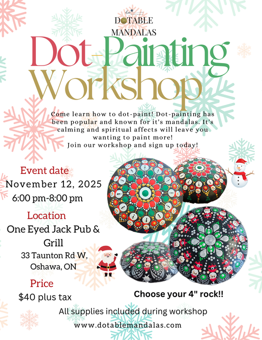 Oshawa-Holiday Dot-Painting Workshop: Snowman or Santa 4" Rock