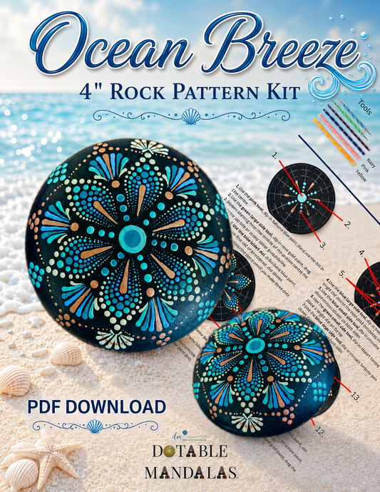 Ocean Breeze 4" Rock Dot-Painting Pattern – PDF Download