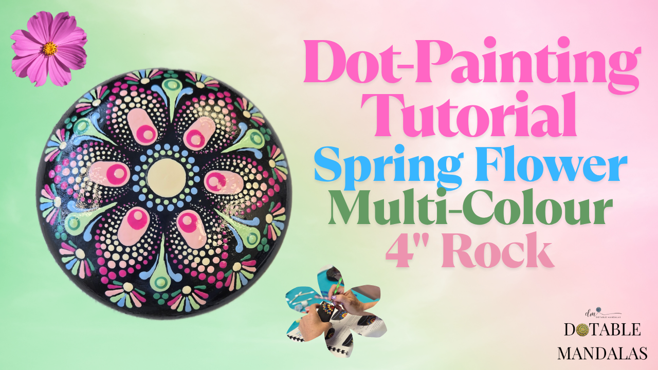 Aurora Bloom 4" Rock Dot-Painting Pattern-PDF Download