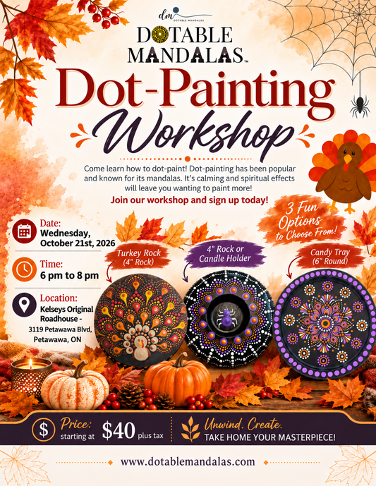 Petawawa-Halloween Spider Candle Holder, Candy Tray & Thanksgiving Turkey Rock Dot-Painting Workshop