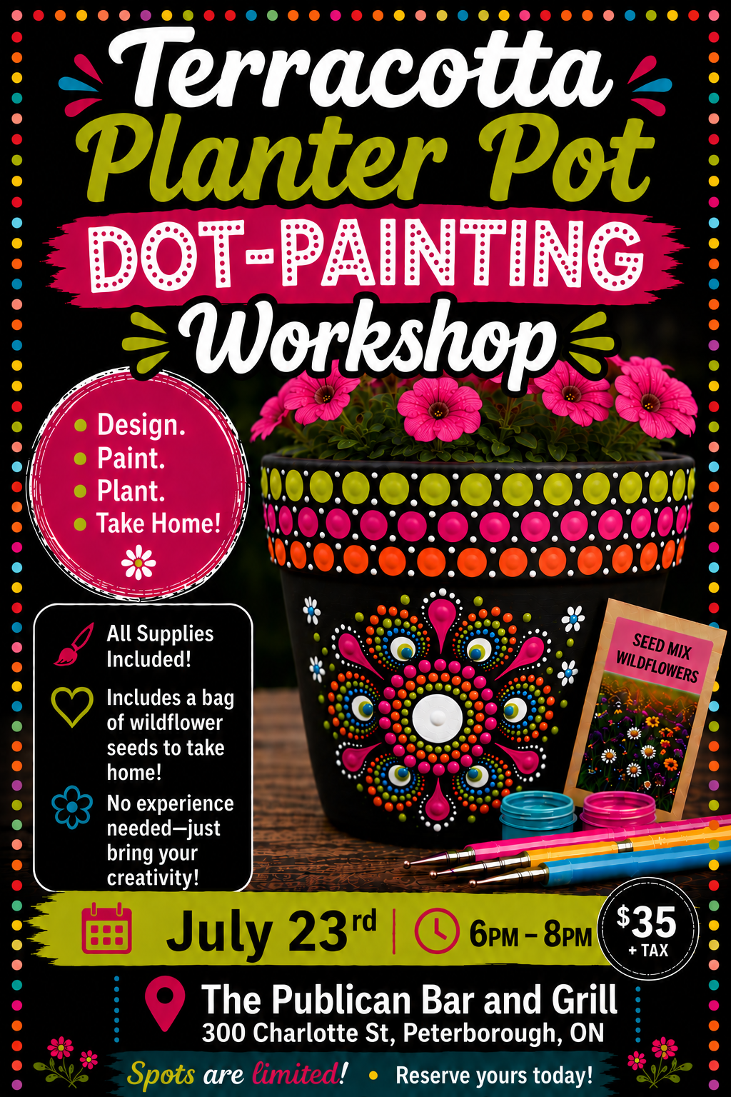 Peterborough-Terracotta Planter Pot Dot-Painting Workshop