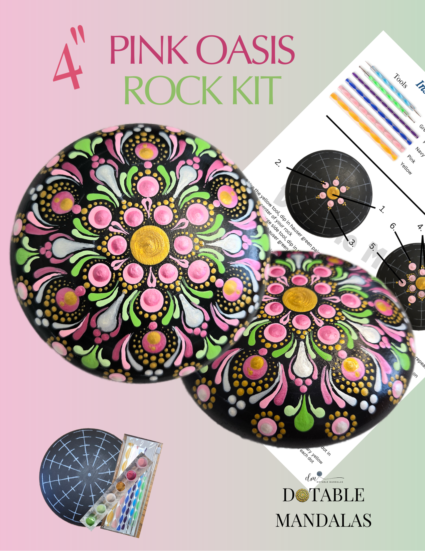 4" Pink Oasis Dot-Painting Pattern Kit