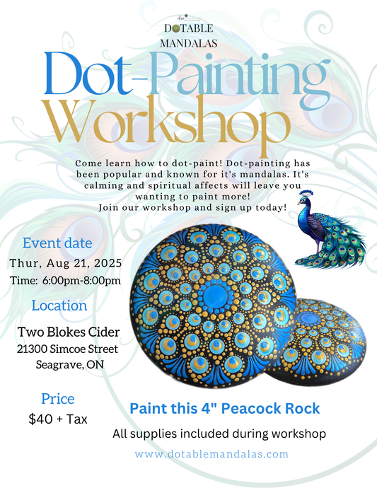 Seagrave by Port Perry-4" Peacock themed dot-painting workshop