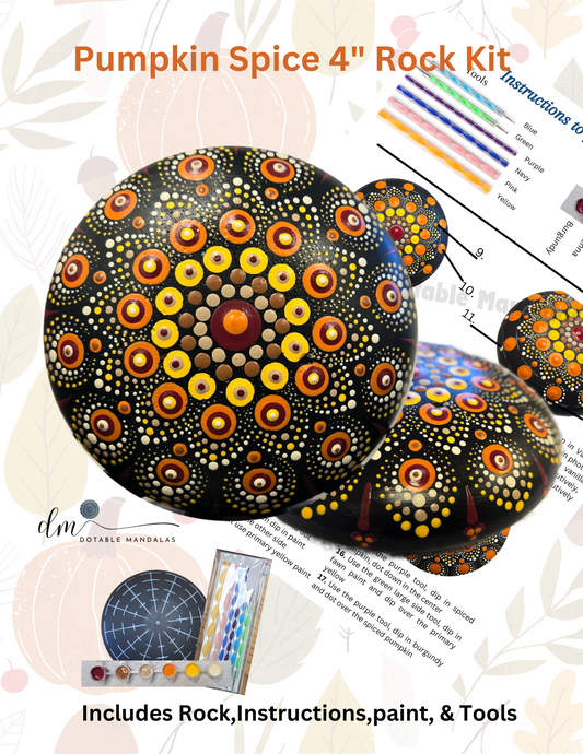 4" Pumpkin Spice Rock Dot-Painting Pattern Kit